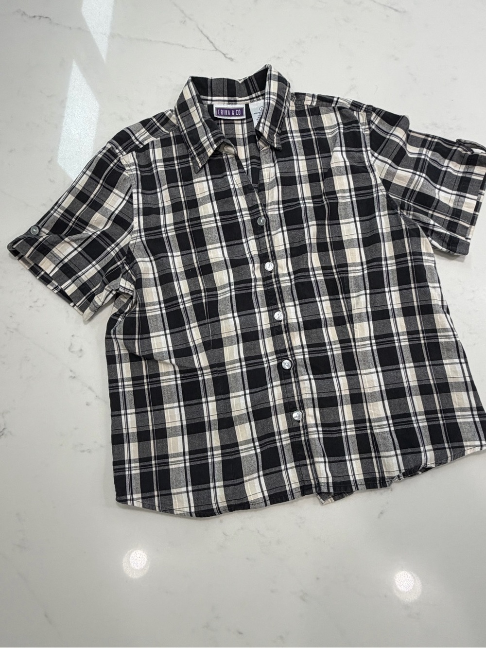 Vintage Erika & Co Plaid Cotton Button Up Shirt L 90s Grunge